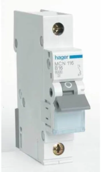 Hager Circuit Breaker 1P 16A C char 6kA