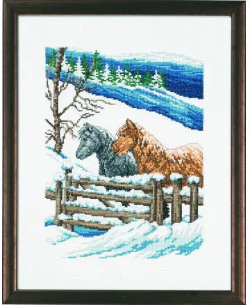 Permin Embroidery Kit Picture Winterfolden 29x37cm