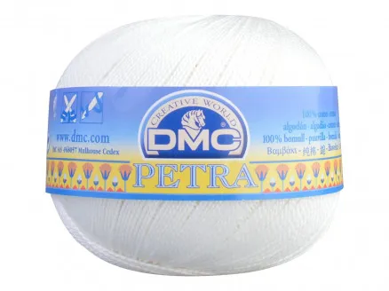 DMC Petra No. 8 Crochet Yarn Unicolor 54460 Raw White