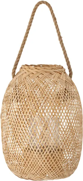 BLOOMINGVILLE Musu Lantern with Glass, Natural, Bamboo
