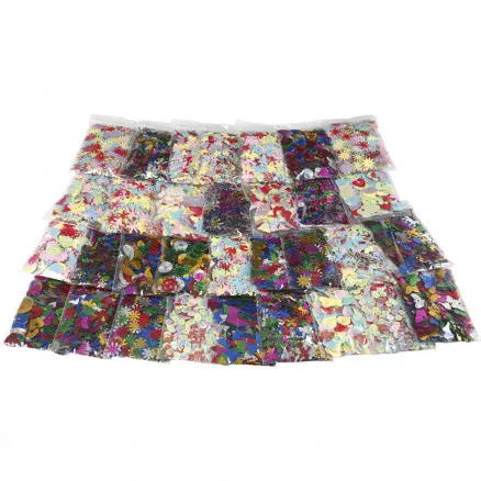Multi sequin mix, assorted colours, size 7–30 mm, 25 g/32 pcs.