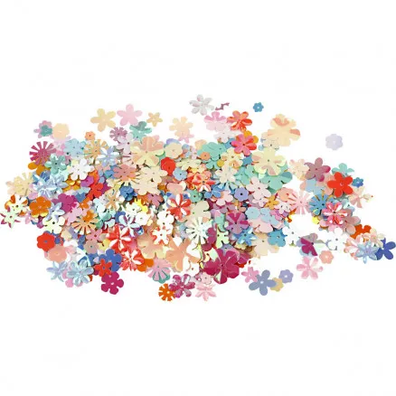 Sequins, pastel colours, diameter 5–20 mm, 250 g/1 pc.