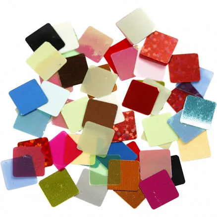Sequin mosaic, assorted colours, size 10x10 mm, 250 g/ 1 pc.