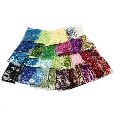 Sequins, size 6 mm, 25 g/32 pcs.