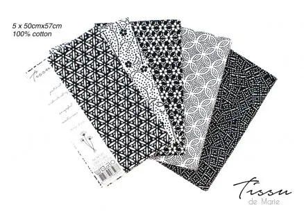 Tissu de Marie Fat Quarter Neutral Pearl 50x57cm - 5 pcs