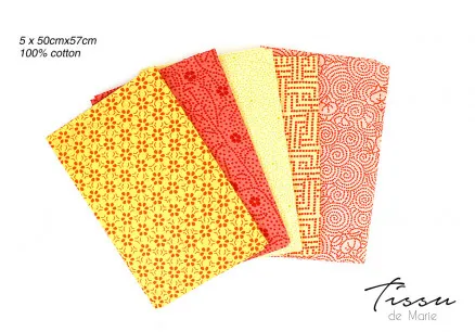 Tissu de Marie Fat Quarter Amber 50x57cm - 5 pcs