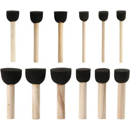 Foam stencil brushes, diam. 13-20-25-35 mm, 12 pcs.